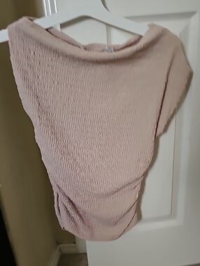 Astr Blush Pink Off-the-Shoulder Textured Knit Sweater